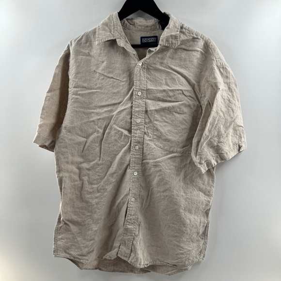 Lands' End Other - Lands’ End 100% Irish Linen Beige Short Sleeve Button-Up Size Medium Regular